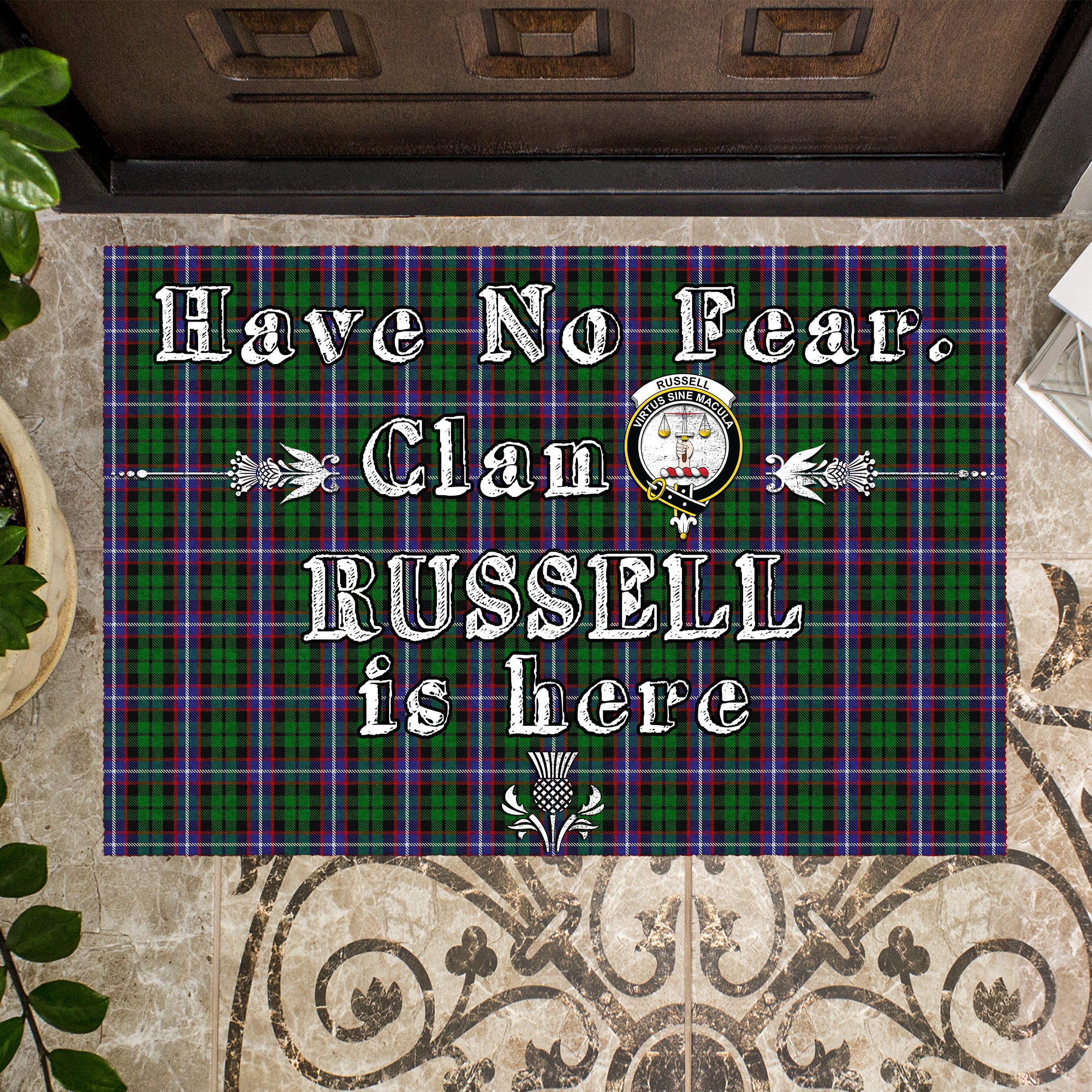 russell-clan-tartan-door-mat-family-crest-have-no-fear-tartan-door-mat