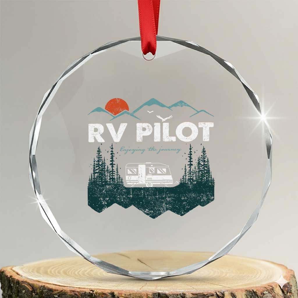 RV Pilot Camping Crystal Glass Ornament Retro Motorhome Travel Vacation Gift - Wonder Print Shop