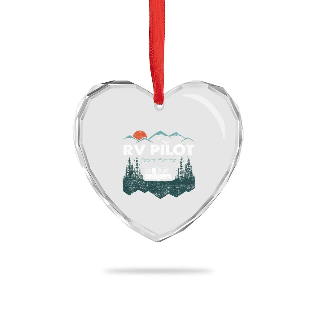 RV Pilot Camping Heart Crystal Glass Ornament Retro Motorhome Travel Vacation Gift - Wonder Print Shop
