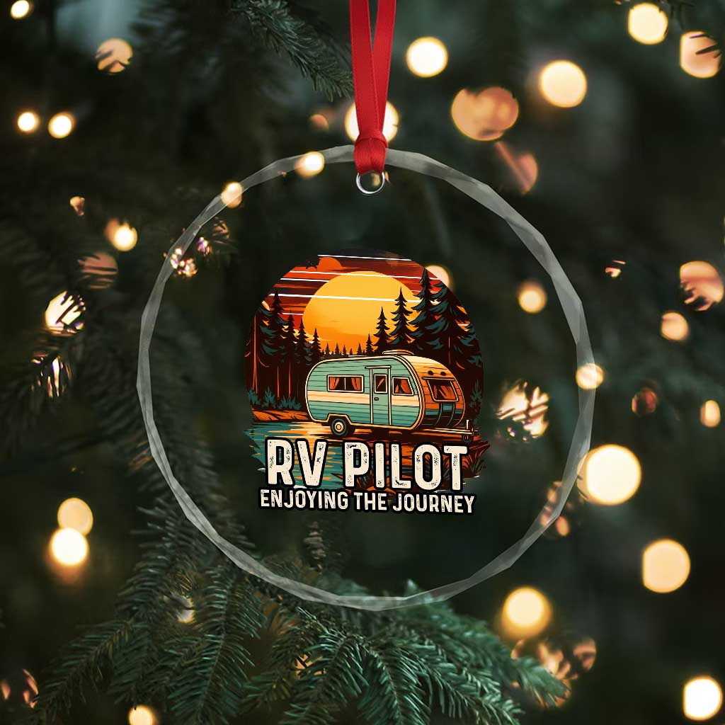 RV Pilot Enjoying The Journey Crystal Glass Ornament Funny Camping Lover - Wonder Print Shop