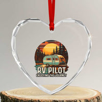 RV Pilot Enjoying The Journey Heart Crystal Glass Ornament Funny Camping Lover - Wonder Print Shop