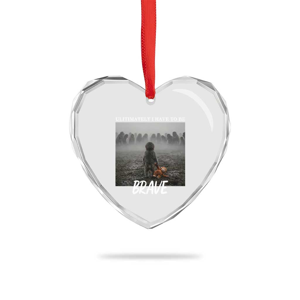 Sad Punch Monkey Heart Crystal Glass Ornament Ultimately I Have To Be Brave
