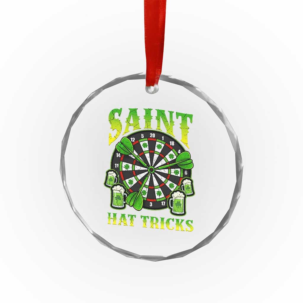 Saint Hat Tricks St Patricks Day Crystal Glass Ornament Darts Player Gift