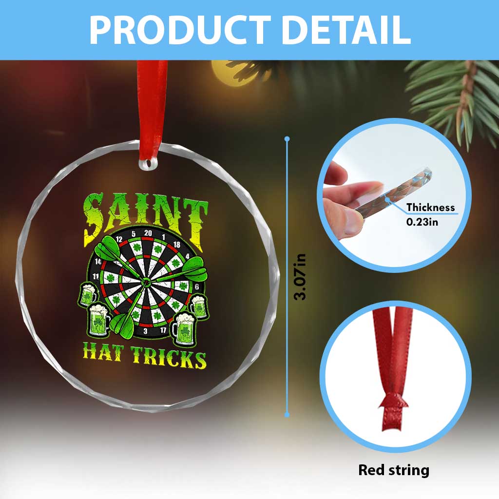 Saint Hat Tricks St Patricks Day Crystal Glass Ornament Darts Player Gift