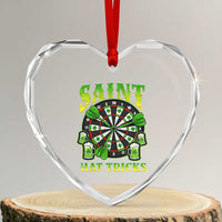 Saint Hat Tricks St Patricks Day Heart Crystal Glass Ornament Darts Player Gift