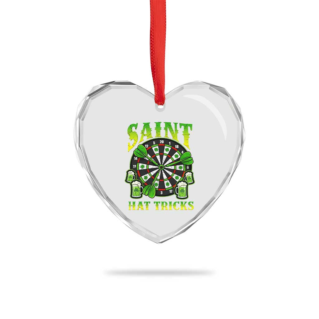 Saint Hat Tricks St Patricks Day Heart Crystal Glass Ornament Darts Player Gift