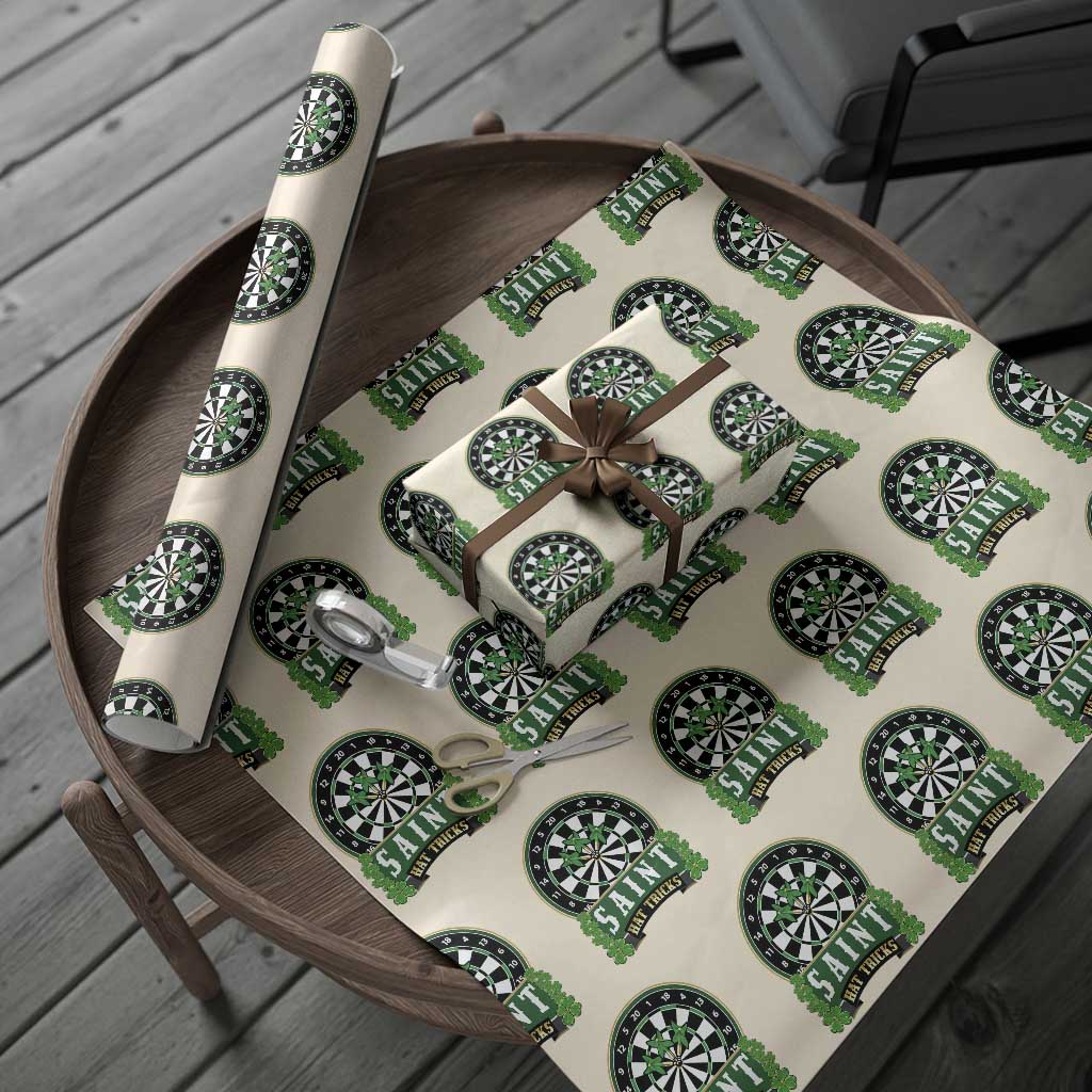 Saint Hat Tricks Wrapping Paper Roll St Patricks Day Dart Thrower Gift