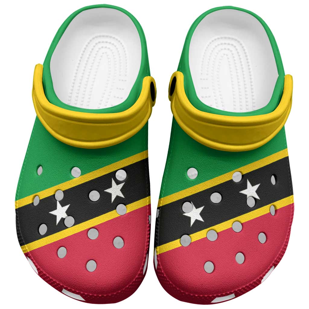 Saint Kitts and Nevis Clogs Shoes Heritage Palette Flag-Inspired - Wonder Print Shop