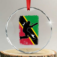 Saint Kitts and Nevis Cricket Crystal Glass Ornament Retro Vintage Sport Kittitian Flag West Indies Cricket Fan