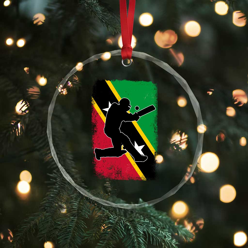Saint Kitts and Nevis Cricket Crystal Glass Ornament Retro Vintage Sport Kittitian Flag West Indies Cricket Fan