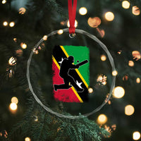 Saint Kitts and Nevis Cricket Crystal Glass Ornament Retro Vintage Sport Kittitian Flag West Indies Cricket Fan
