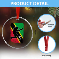 Saint Kitts and Nevis Cricket Crystal Glass Ornament Retro Vintage Sport Kittitian Flag West Indies Cricket Fan