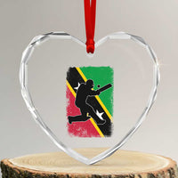 Saint Kitts and Nevis Cricket Heart Crystal Glass Ornament Retro Vintage Sport Kittitian Flag West Indies Cricket Fan