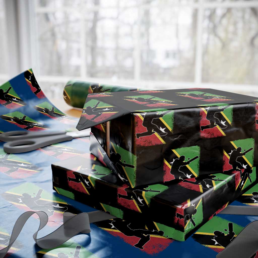 Saint Kitts and Nevis Cricket Wrapping Paper Roll Retro Vintage Sport Kittitian Flag West Indies Cricket Fan