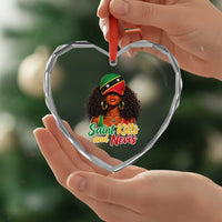 Saint Kitts and Nevis Princess Heart Crystal Glass Ornament Melanin Afro Girl Heritage Gift for Black Girls
