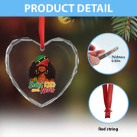 Saint Kitts and Nevis Princess Heart Crystal Glass Ornament Melanin Afro Girl Heritage Gift for Black Girls