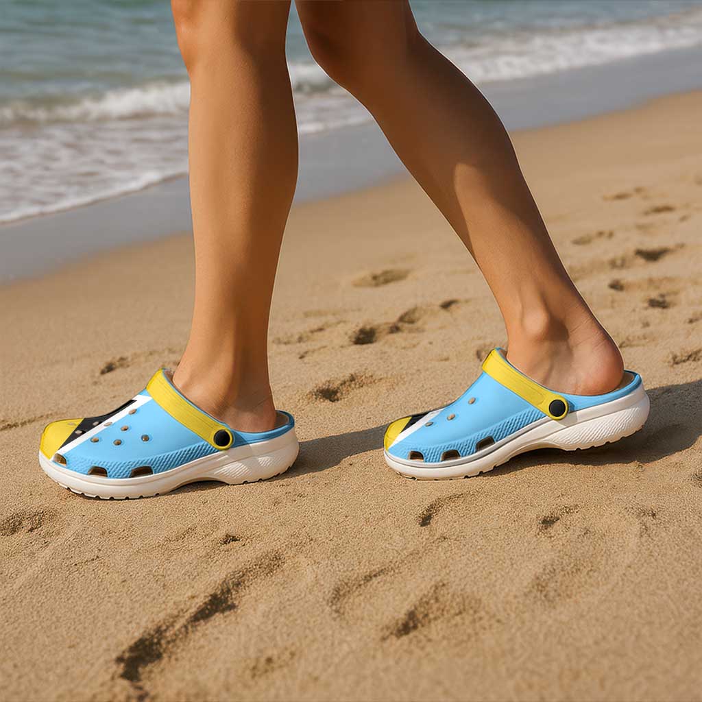 Saint Lucia Clogs Shoes Heritage Palette Flag-Inspired - Wonder Print Shop