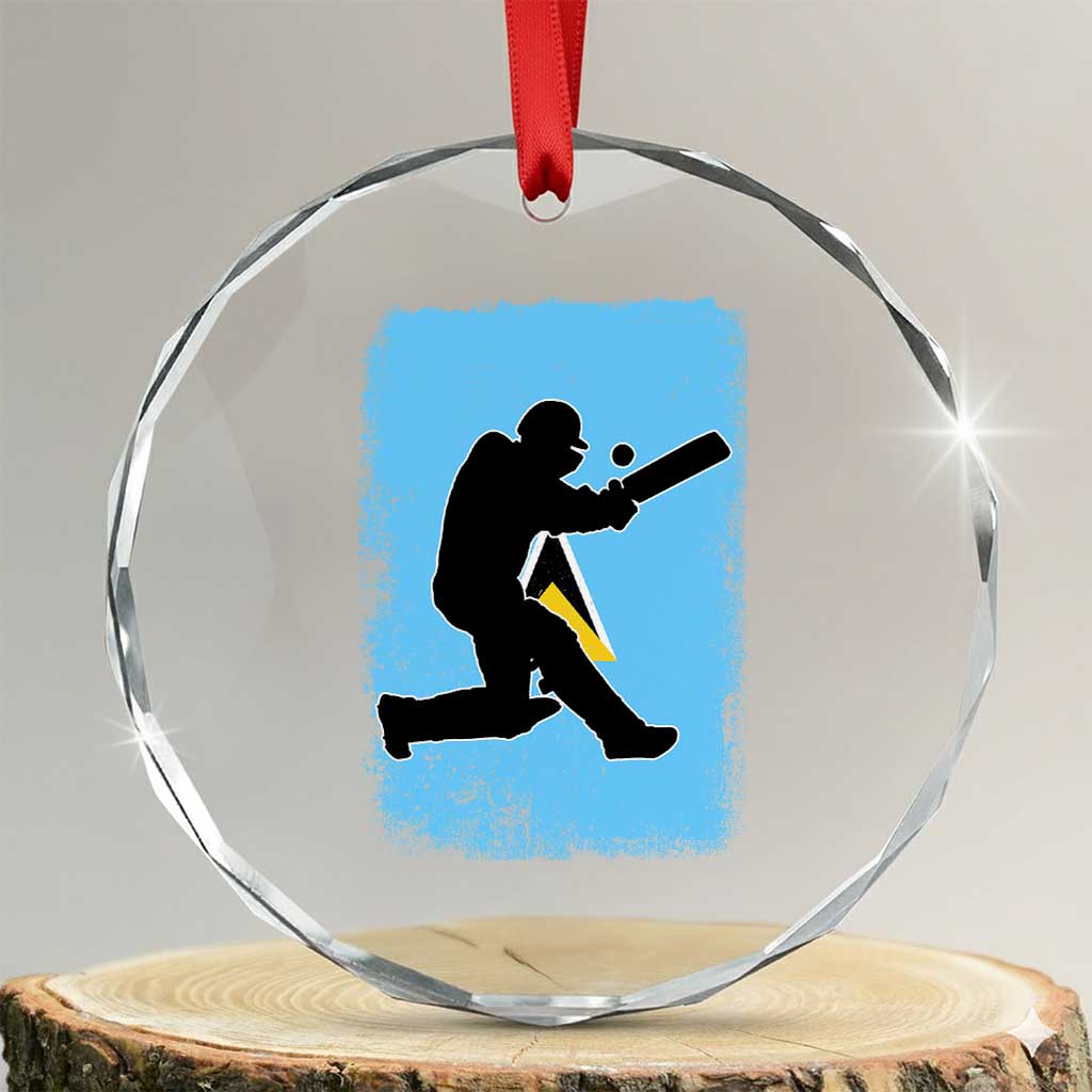 Saint Lucia Cricket Crystal Glass Ornament Retro Vintage Sport Saint Lucian Flag West Indies Cricket Fan