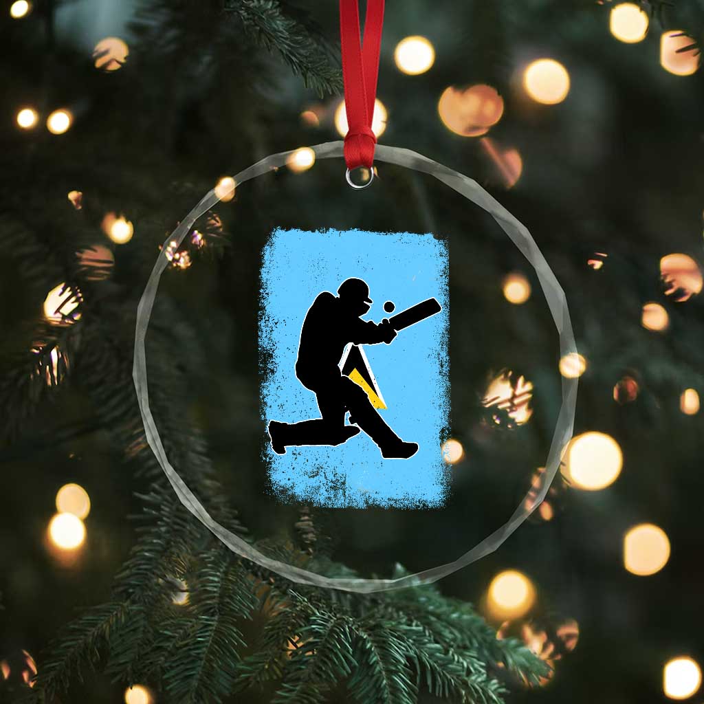 Saint Lucia Cricket Crystal Glass Ornament Retro Vintage Sport Saint Lucian Flag West Indies Cricket Fan