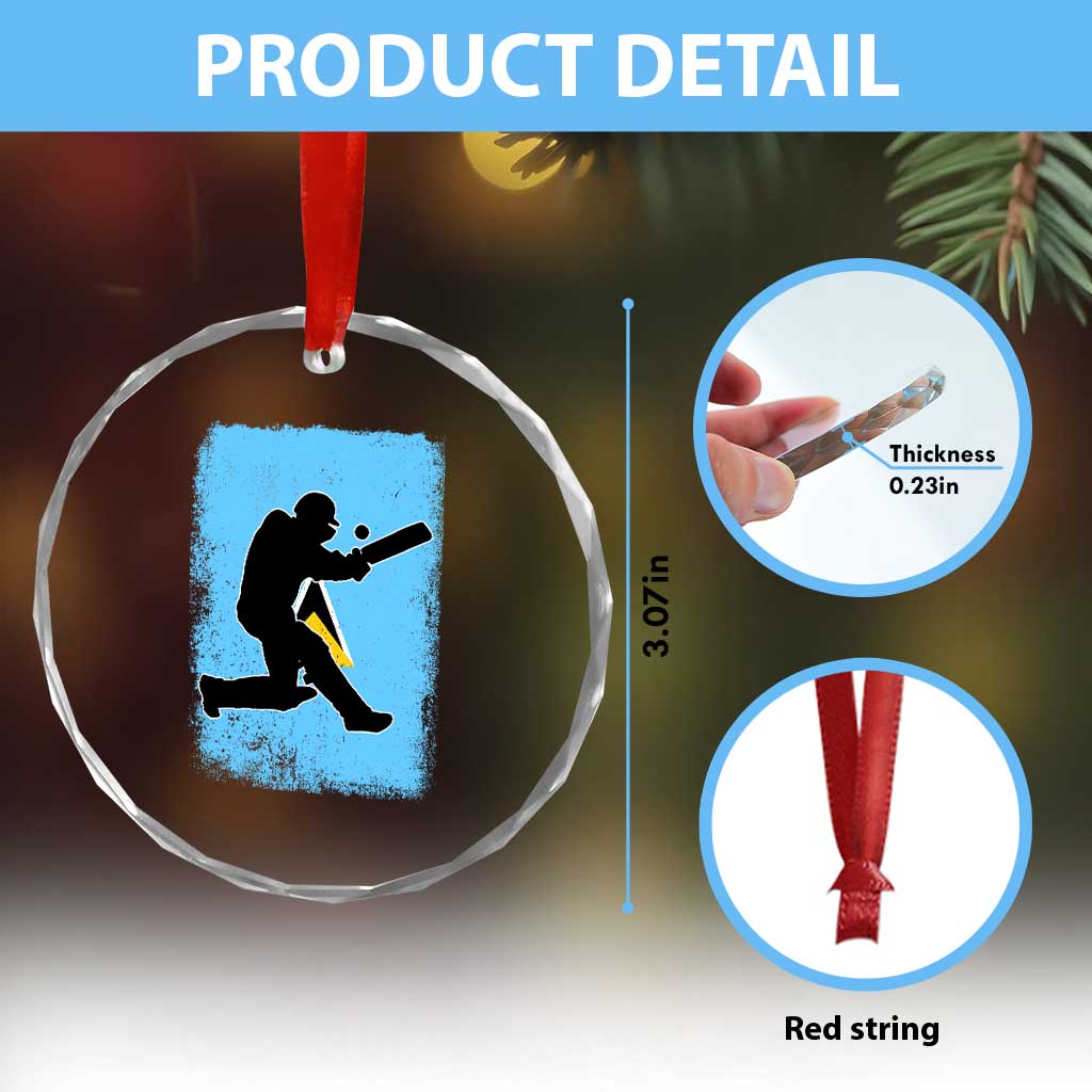 Saint Lucia Cricket Crystal Glass Ornament Retro Vintage Sport Saint Lucian Flag West Indies Cricket Fan