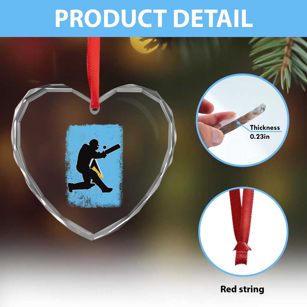 Saint Lucia Cricket Heart Crystal Glass Ornament Retro Vintage Sport Saint Lucian Flag West Indies Cricket Fan