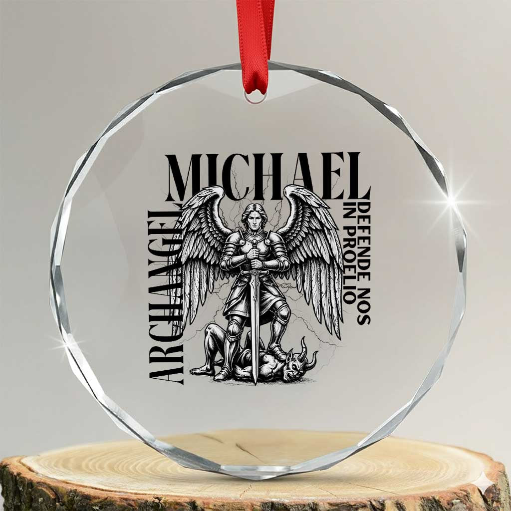Saint Michael Archangel Defende Nos In Proelio Crystal Glass Ornament Christian Faith Gift