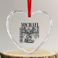 Saint Michael Archangel Defende Nos In Proelio Heart Crystal Glass Ornament Christian Faith Gift