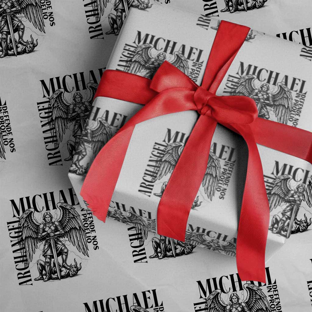Saint Michael Archangel Defende Nos In Proelio Wrapping Paper Roll Christian Faith Gift