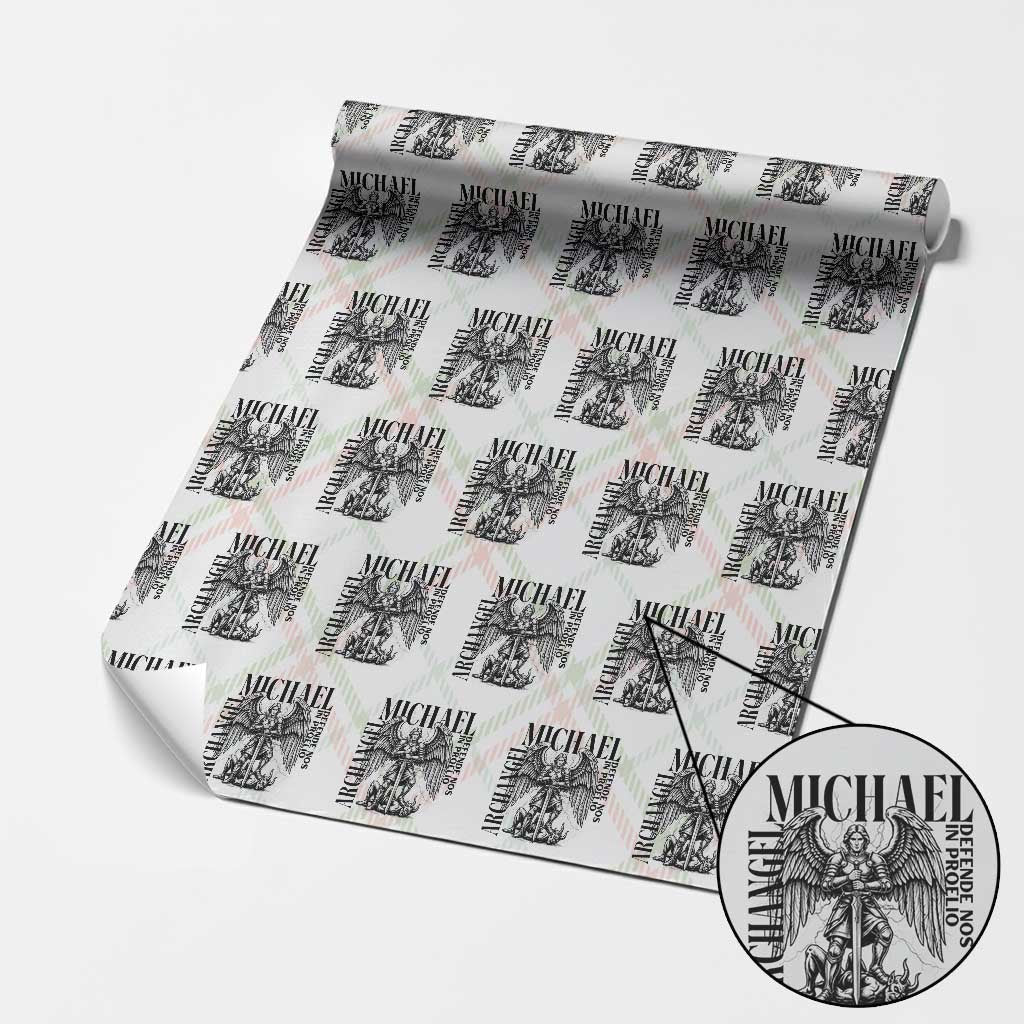 Saint Michael Archangel Defende Nos In Proelio Wrapping Paper Roll Christian Faith Gift