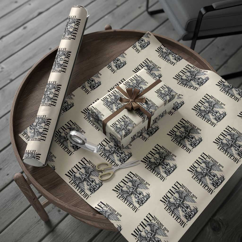 Saint Michael Archangel Defende Nos In Proelio Wrapping Paper Roll Christian Faith Gift