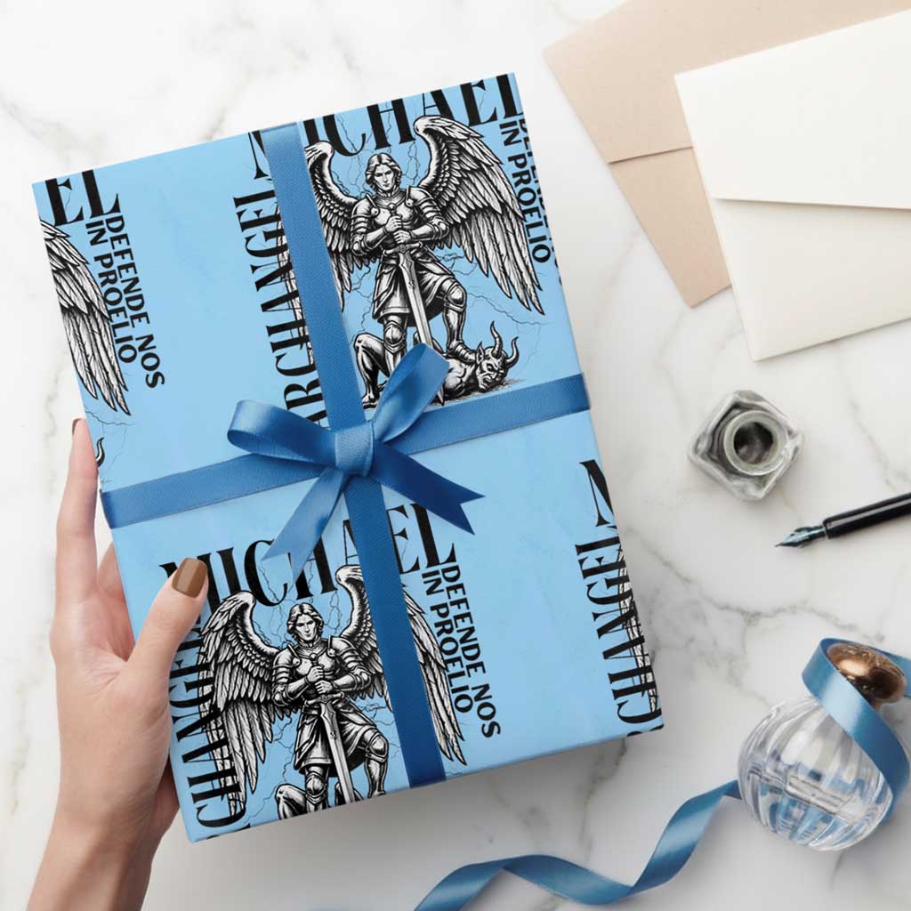 Saint Michael Archangel Defende Nos In Proelio Wrapping Paper Roll Christian Faith Gift