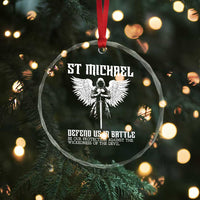 Saint Michael Defend Us In Battle Crystal Glass Ornament Christian Faith Gift