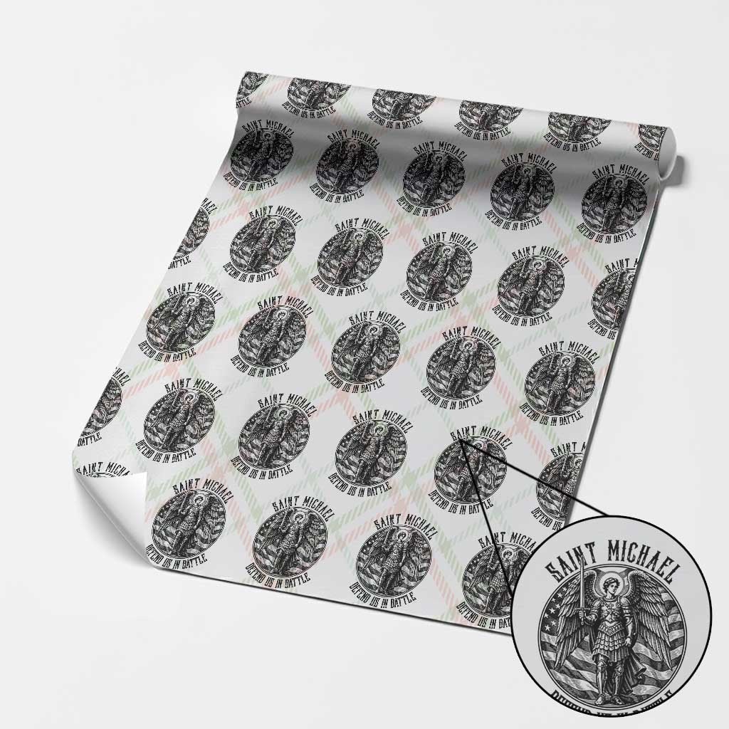 Saint Michael Defend Us In Battle Wrapping Paper Roll American Flag Patriotic