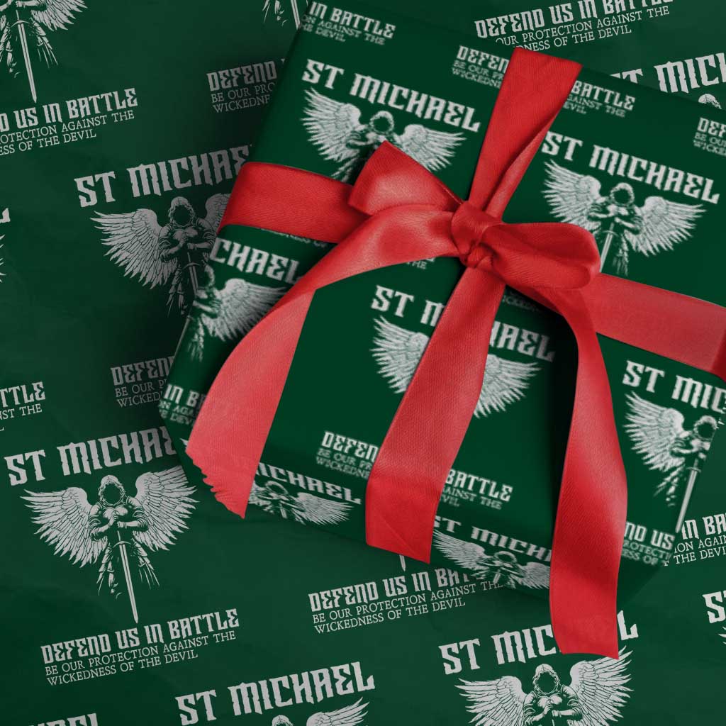 Saint Michael Defend Us In Battle Wrapping Paper Roll Christian Faith Gift