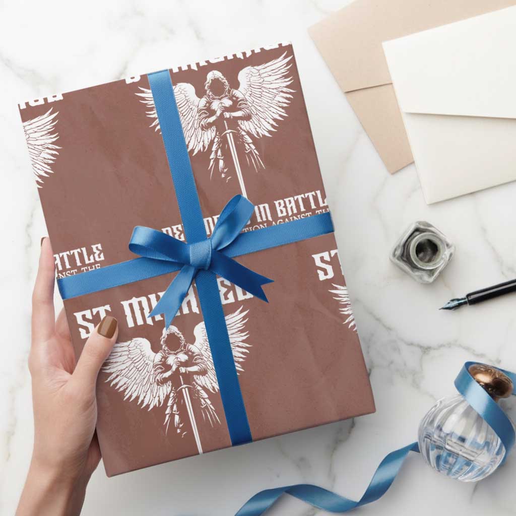 Saint Michael Defend Us In Battle Wrapping Paper Roll Christian Faith Gift