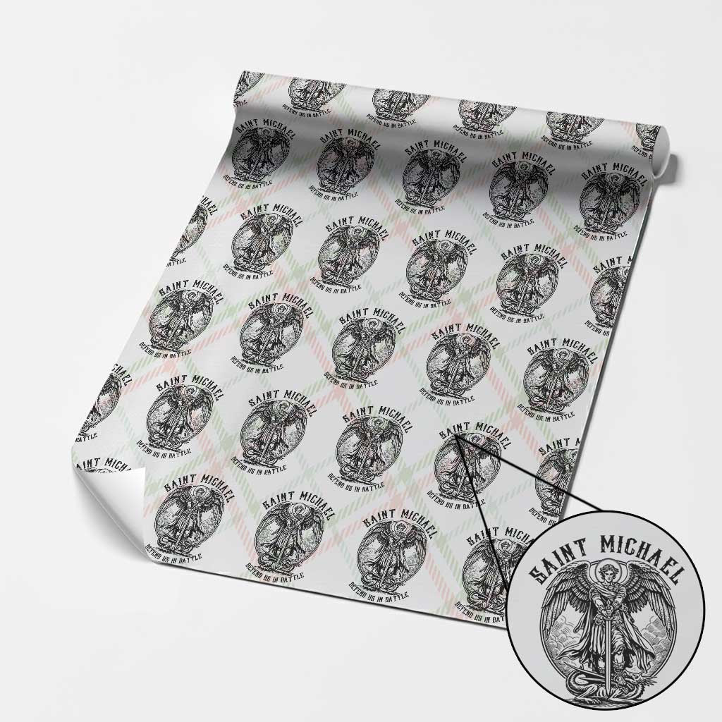Saint Michael Heavenly Warrior Wrapping Paper Roll Defend Us In Battle