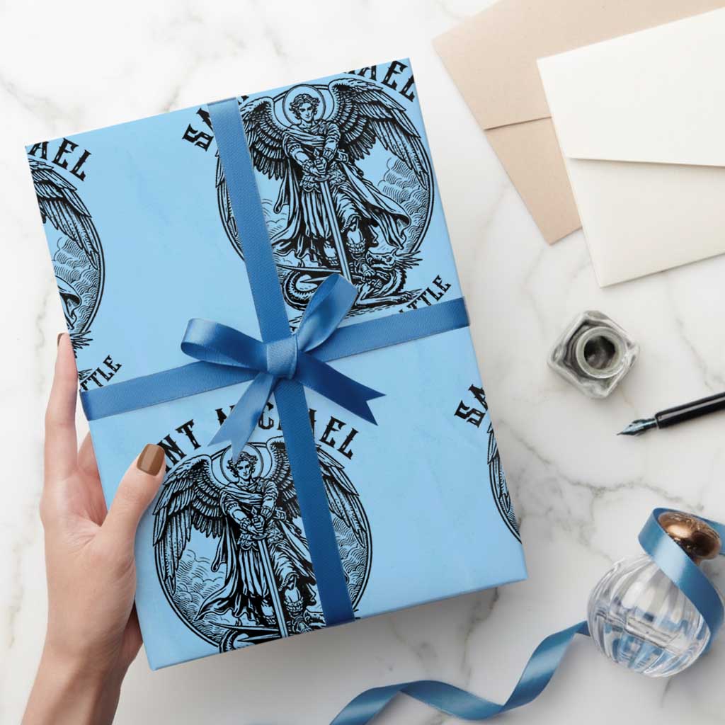 Saint Michael Heavenly Warrior Wrapping Paper Roll Defend Us In Battle