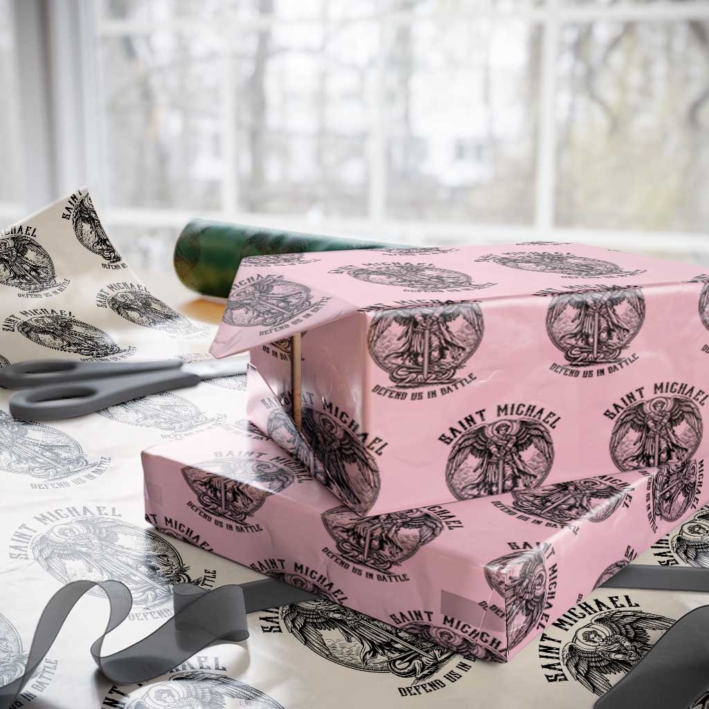 Saint Michael Heavenly Warrior Wrapping Paper Roll Defend Us In Battle