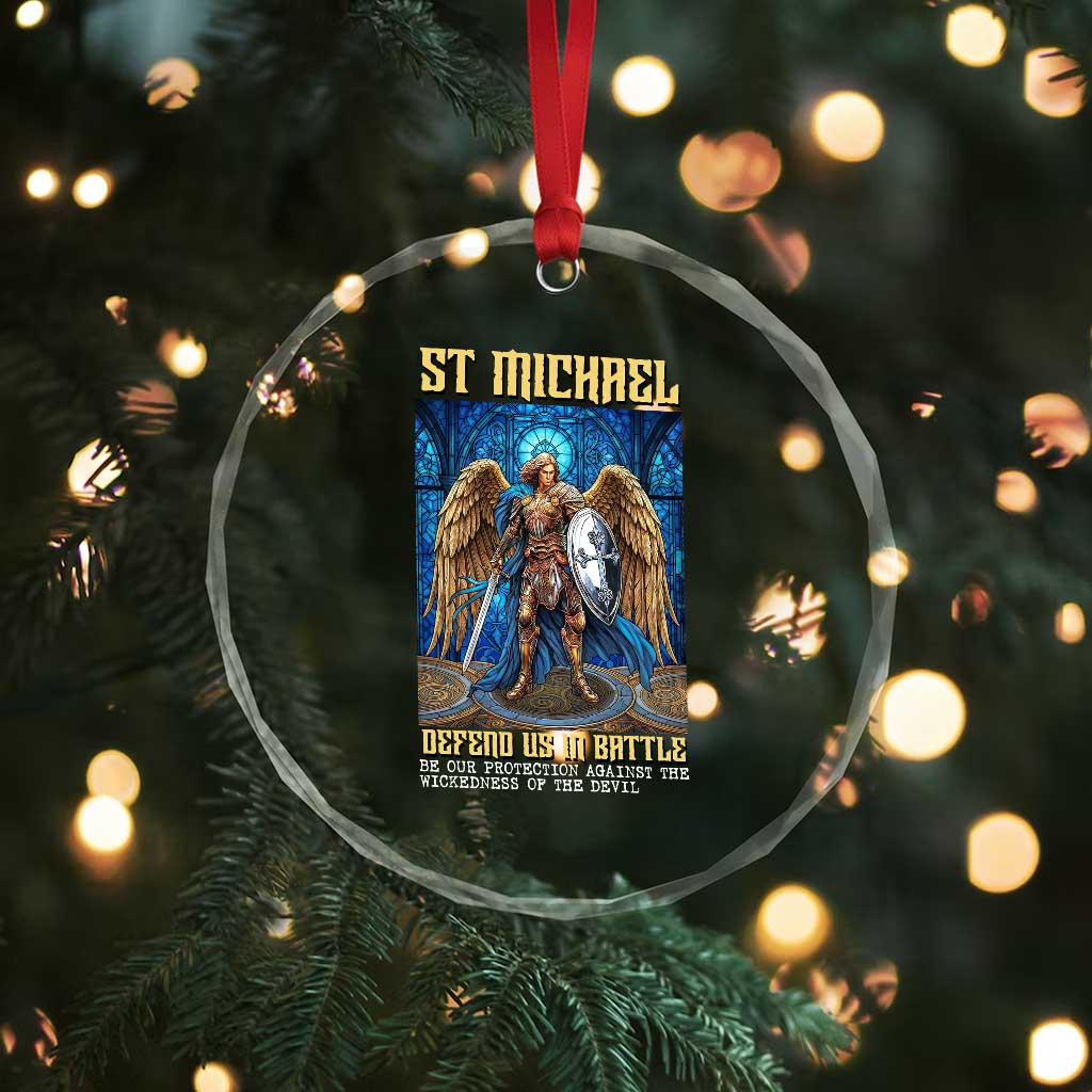 Saint Michael Prayer Defend Us In Battle Crystal Glass Ornament Religious Gift