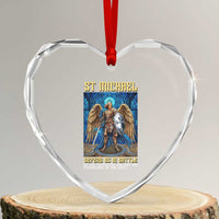 Saint Michael Prayer Defend Us In Battle Heart Crystal Glass Ornament Religious Gift