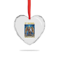 Saint Michael Prayer Defend Us In Battle Heart Crystal Glass Ornament Religious Gift