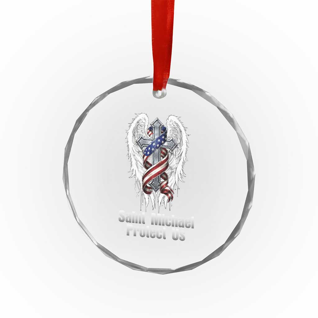 Saint Michael Protect Us American Christian Heritage Crystal Glass Ornament Catholic Faith Gift