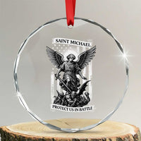 Saint Michael Protect Us In Battle Crystal Glass Ornament American Flag Catholic Christian Faith TS11