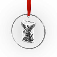 Saint Michael Protect Us In Battle Crystal Glass Ornament American Flag Catholic Christian Faith TS11