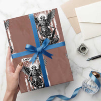 Saint Michael Protect Us In Battle Wrapping Paper Roll American Flag Catholic Christian Faith - Wonder Print Shop