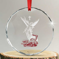 Saint Michael The Archangel Defeating Satan Crystal Glass Ornament