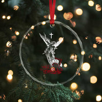Saint Michael The Archangel Defeating Satan Crystal Glass Ornament