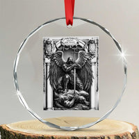 Saint Michael The Archangel Defeating Satan Crystal Glass Ornament Christian Faith Gift