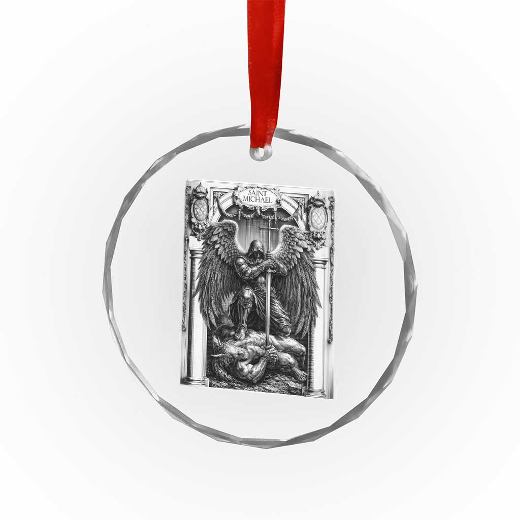 Saint Michael The Archangel Defeating Satan Crystal Glass Ornament Christian Faith Gift