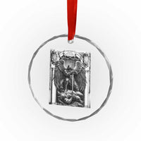 Saint Michael The Archangel Defeating Satan Crystal Glass Ornament Christian Faith Gift